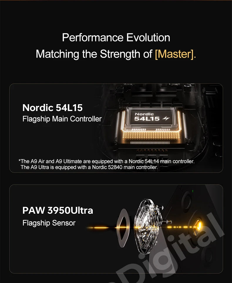 ATK Dragonfly A9 Ultimate безжична геймърска мишка A9 Air PAW3950, ултралека ергономична e-sports мишка за FPS геймъри, CSGO A9 Ultra