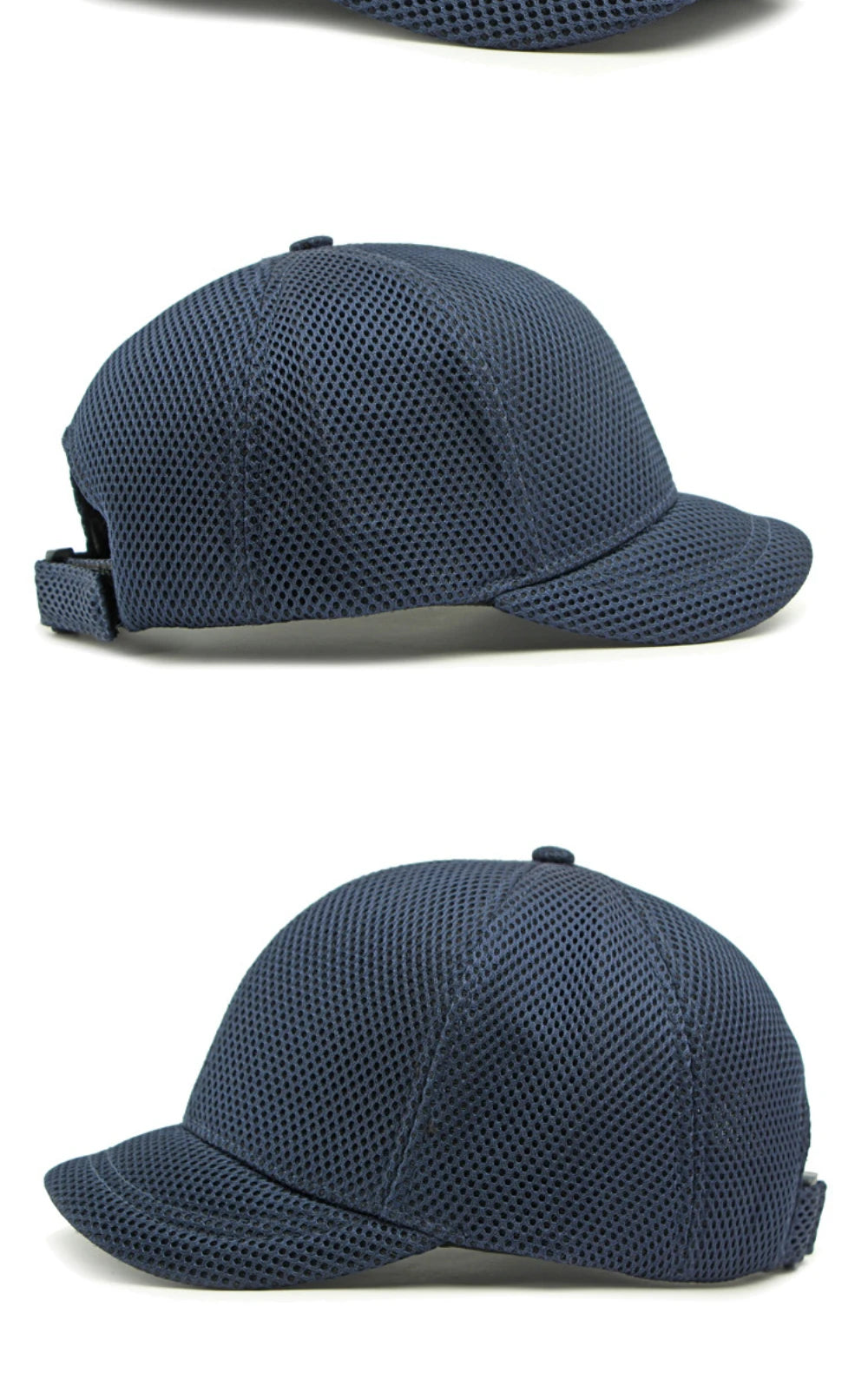 HT4828 Casquette de baseball à visière courte de 5 cm pour homme, 6 panneaux, en maille respirante, style « trucker », pour hommes et femmes, unie, à fermeture à pression