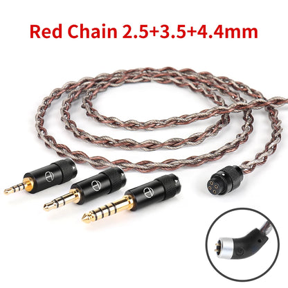 TRN RedChain Upgrade Cable Silver-Plated Copper OFC Copper Earphone Cable with Swappable 2.5mm 3.5mm 4.4mm Connectors for TRN IEM Headphones