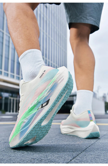 Chaussures de course pour homme, sportives, semelle en carbone, spécialisées, respirantes, légères, pour femme, confortables, athlétiques, antidérapantes, pour marathon