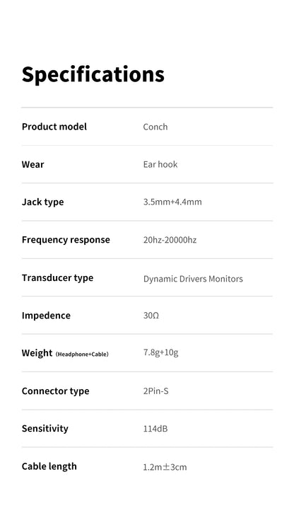 TRN Conch In-Ear Monitor Earphones – DLC Diamond Diaphragm Dynamic Driver HiFi Wired Earbuds with Tuning Nozzle Filters