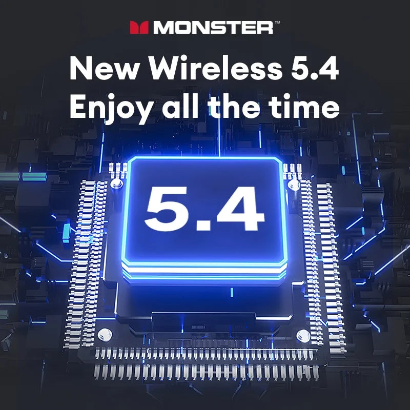 Monster MQT52 TWS Wireless Gaming Headset Bluetooth 5.4 HiFi Stereo Earbuds, Wireless Gaming Headset with Noise Cancelling Mic, Touch Control, 24H Battery, Bluetooth Gaming Earphones