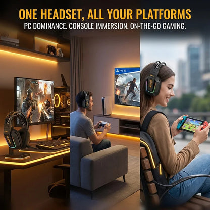 ONIKUMA GT808 Wireless Gaming Headset with 45dB Active Noise Cancelling, Hi-Res Audio, 2.4GHz, Bluetooth 5.3, Wired, 60H Battery for PC, PS5 & Switch