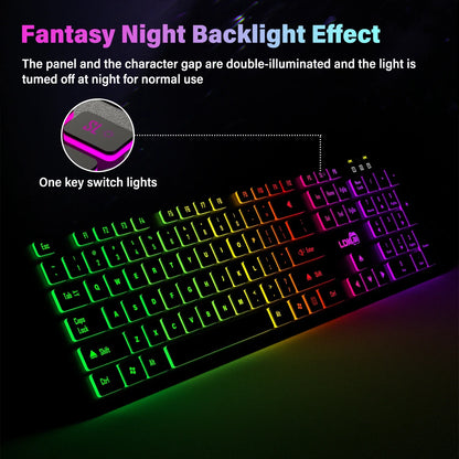 FUYUMY RGB Wired Gaming Keyboard USB Computer Gaming Keyboard with 104 Keys, Backlit Ergonomic Gaming Keyboard for PC, Laptop, Office & Home
