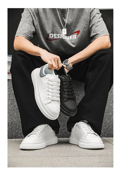 White Minimalist Sneakers For Men Comfy Leather Casual Sneakers Man Platform Skateboard Shoes Outdoor Low-cut Men's Sports Shoes