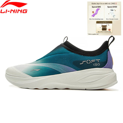 Li-Ning Men's SOFT GO 2 Walking Shoes COMFOAM Slip-on Soft Thick Heel LiNing Comfortable Wearable Sports Casual Shoes AGLV005