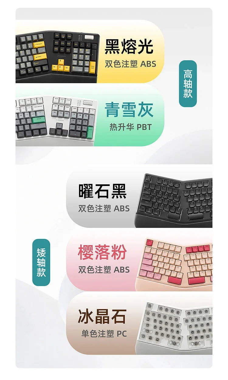 Sanwa Alice Mechanical Keyboard Wireless Tri-mode Gasket Hot-Swap RGB Knob Custom 104key Ergonomic Gaming Office Split Keyboard