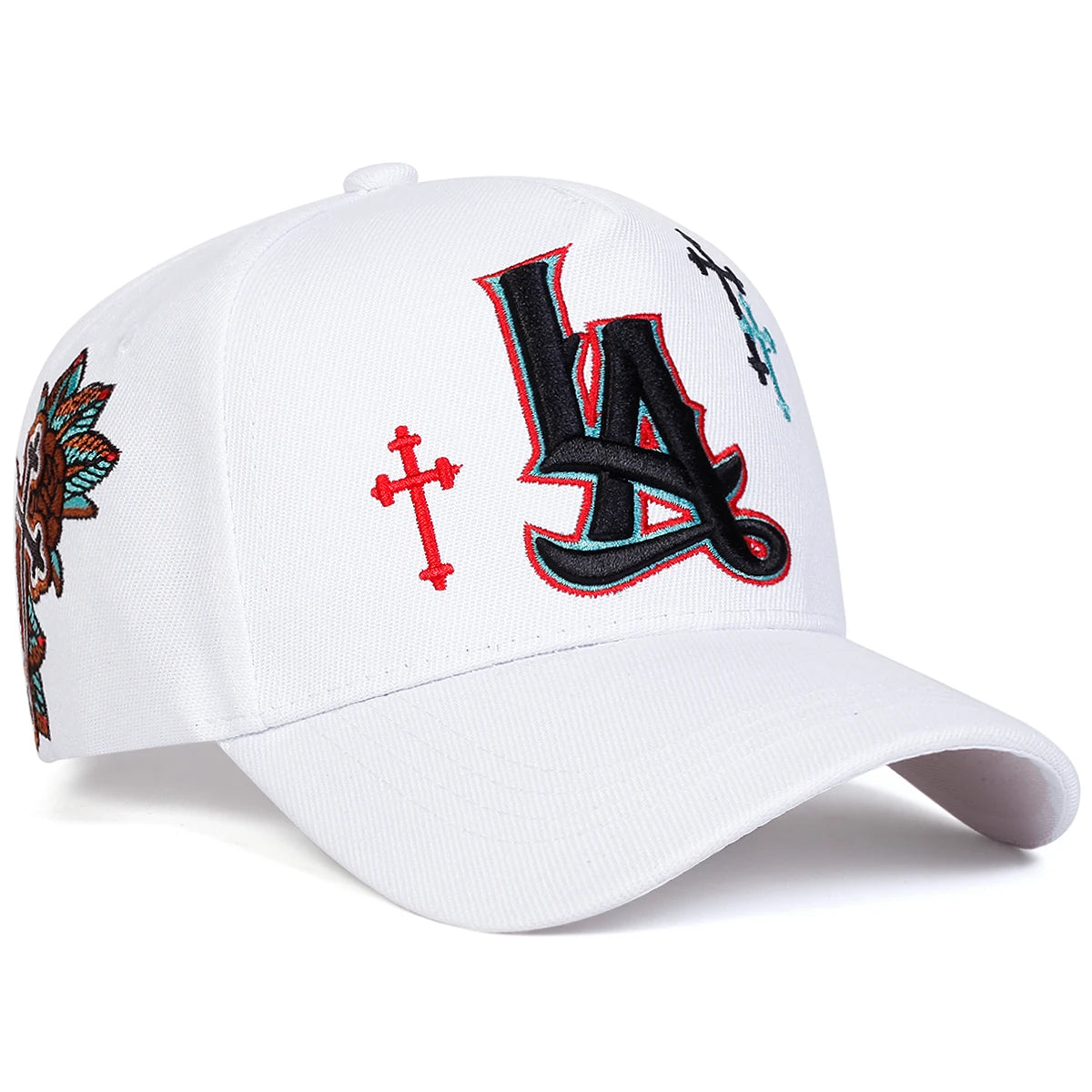 Unisex LA Letter Cross Embroidery Baseball Caps Spring and Autumn Outdoor Adjustable Casual Hats Sunscreen Hat Sports Cap