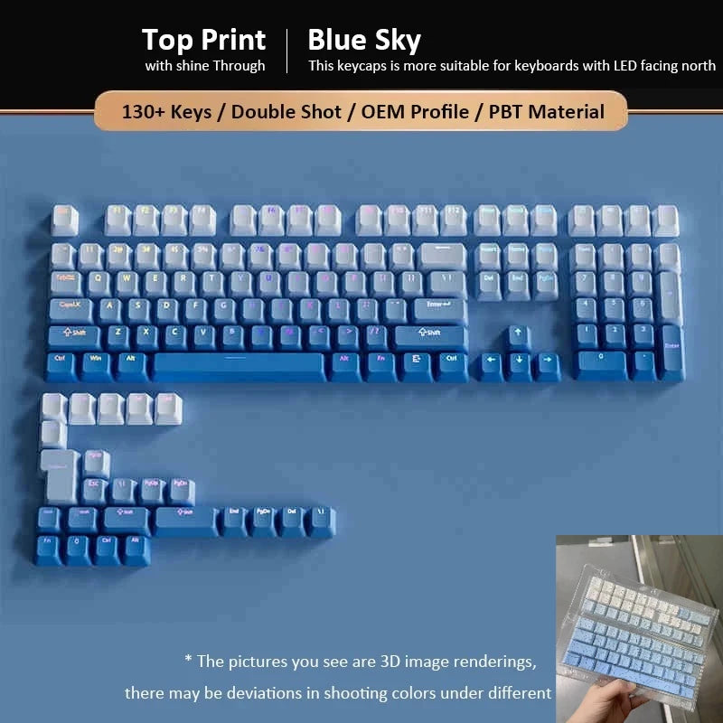 133+ Tasten OEM-Profil Gradient-Keycaps für mechanische Gaming-Tastatur mit Cherry MX Switch, PBT, hintergrundbeleuchtet, RGB-Keycap, ISO-Layout Keycaps