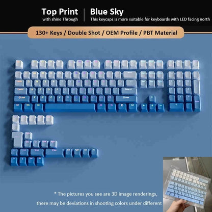 133+ Tasten OEM-Profil Gradient-Keycaps für mechanische Gaming-Tastatur mit Cherry MX Switch, PBT, hintergrundbeleuchtet, RGB-Keycap, ISO-Layout Keycaps
