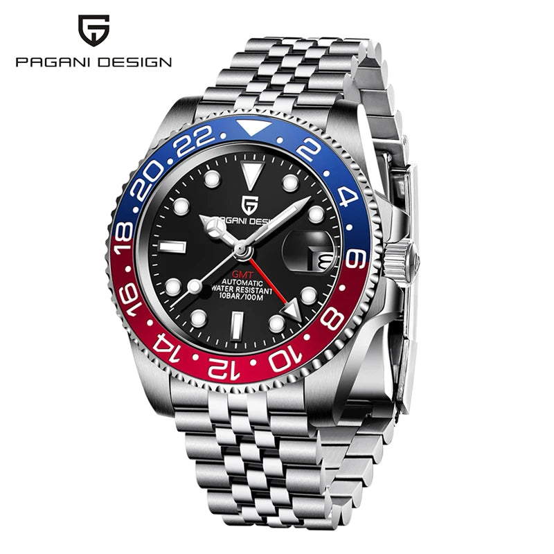 PAGANI DESIGN 40MM GMT Watches for Men Luxury Sapphire AR Mechanical Watch Ceramic Bezel Automatic 100M Waterproof Gift watch
