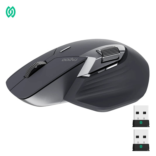 Rapoo MT760PRO Wireless Mouse, NearLink & Bluetooth 5.0 Multi-Device Ergonomic Mouse, 12000 DPI Rechargeable Wireless Gaming & Office Mouse with Quiet Clicks
