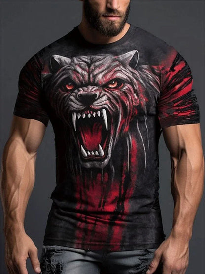 Men's 3D Wolf Print TShirt Realistic Animal Graphic Crew Neck Short Sleeve Cool Streetwear Casual Breathable Tee Tops