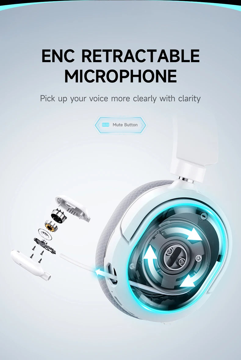 Picun G2 Wireless Gaming Headset Bluetooth 5.3 – 7.1 Surround Sound, 5ms Low Latency Gaming Headphones with ENC Microphone for PC, PS5, PS4, Switch & Mobile
