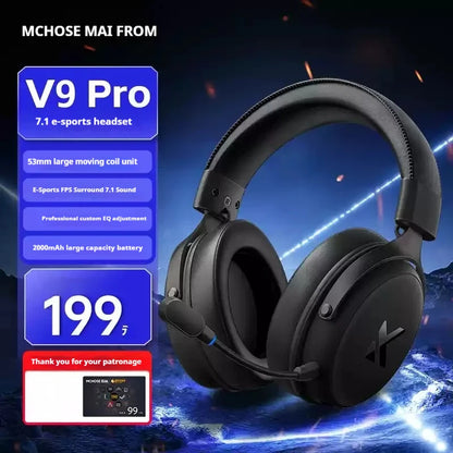 MCHOSE V9 Pro Wireless Gaming Headset – Bluetooth Noise Cancelling Headphones with Microphone, Low Latency Audio & Deep Dynamic Sound