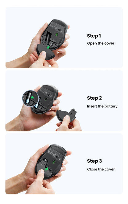 UGREEN Wireless Mouse Bluetooth 5.0 & 2.4G Ergonomic Mouse, 4000 DPI Silent Wireless Mouse with 6 Buttons for Laptop, MacBook, PC & Tablet