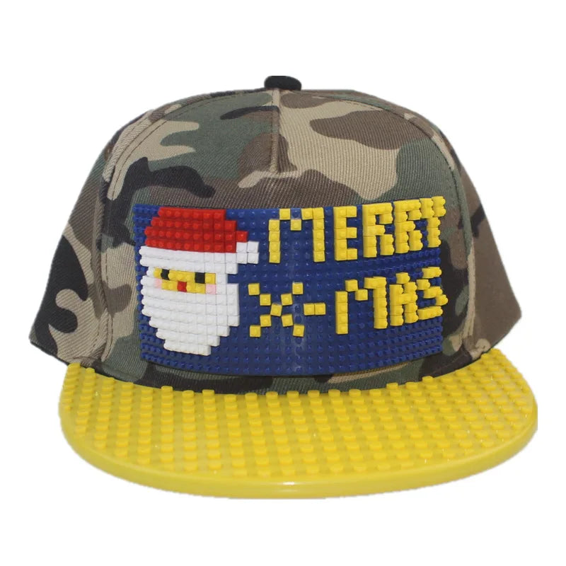 Tegneserie-patchwork-baseballkasketter, DIY-blokke, snapback-kasketter, hiphop-kasketter til mænd og kvinder, aftagelige pixel-kasketter, dad hats, kasketter til børn og voksne