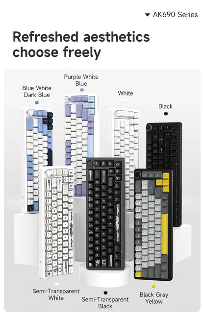 AJAZZ AK690 Clavier mécanique à 65 %, toutes les touches remplaçables à chaud, filaire USB Plug-and-Play, rétroéclairage mixte, 68 touches, clavier gaming pour ordinateur portable et PC