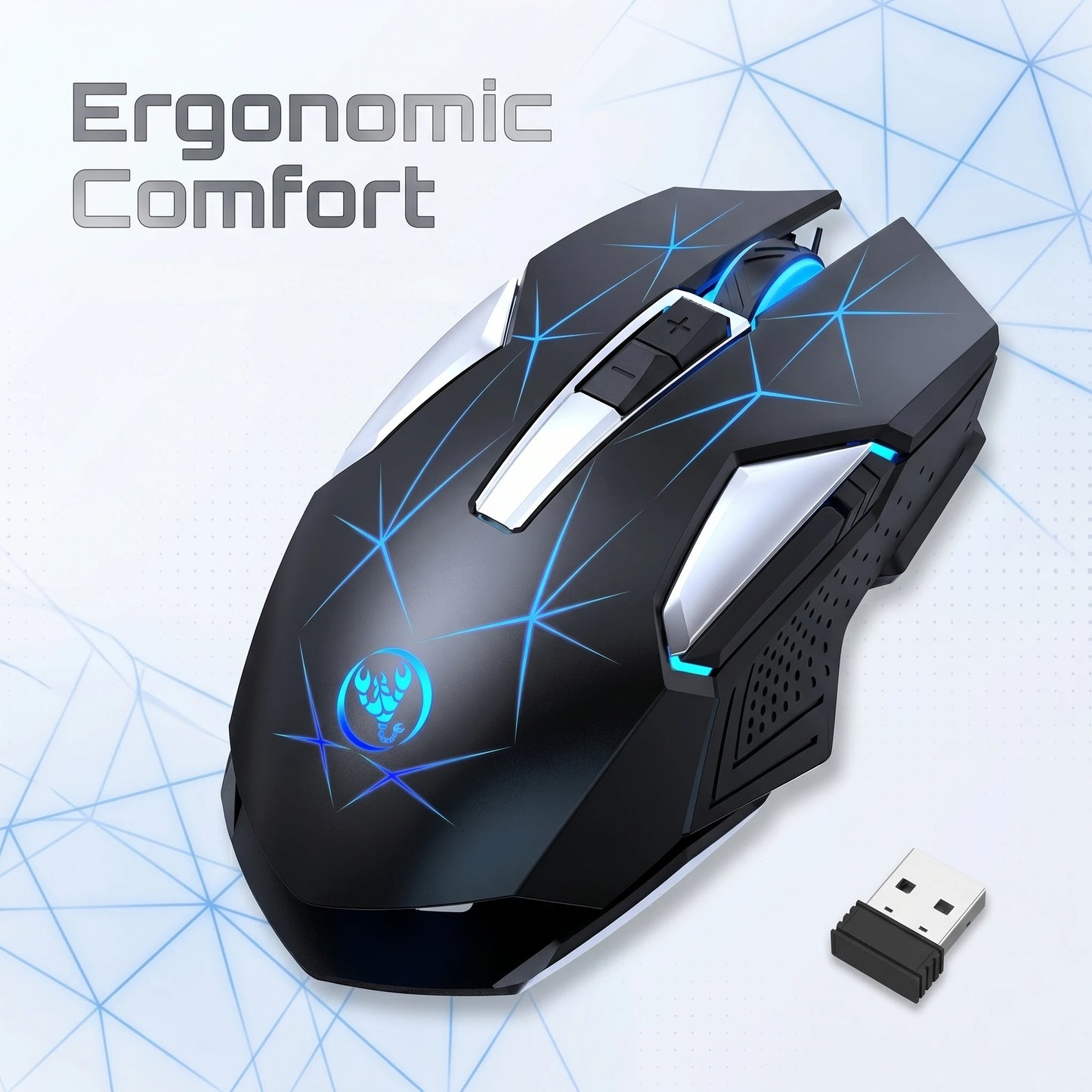 Wireless Gaming Mouse 2.4G Rechargeable Gaming Mouse with RGB Breathing Light, 2400 DPI, 6 Buttons, Instant Response Wireless Mouse for PC, Laptop & Gaming Switch
