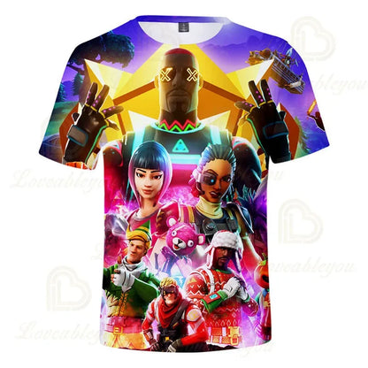 T-shirt infantil 3D Fortnite Victory Game – roupa de bebé Harajuku, top fofo de herói Battle Royale para meninos e meninas
