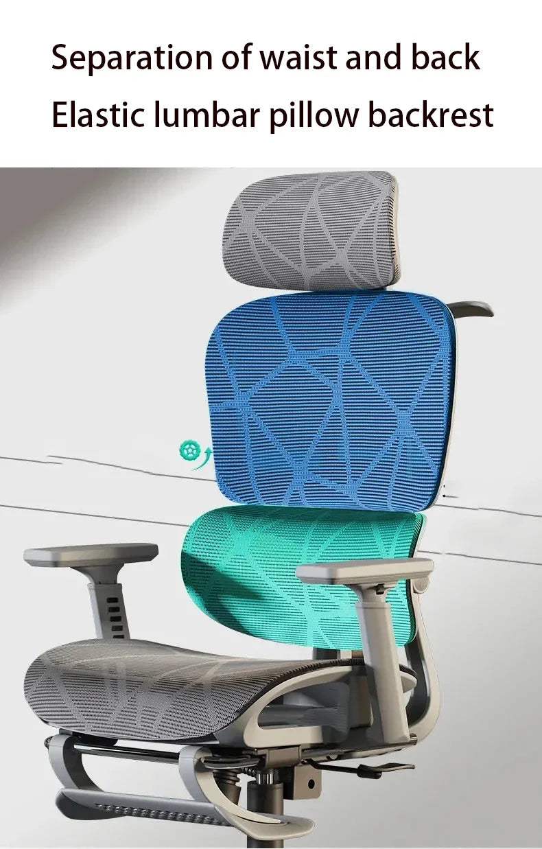 Ergonomic Gaming Computer Chair Adjustable Office Chair with Lumbar Support, Mesh Executive Desk Chair with Headrest, Armrests & Foot Wheels