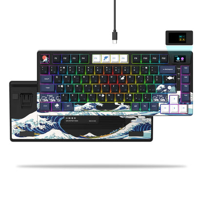 Womier Wired Mechanical Gaming Keyboard with OLED Display, Hot-Swappable RGB Keyboard, PBT Pudding Keycaps, 81-Key USB-C Mechanical Keyboard for PC & Laptop