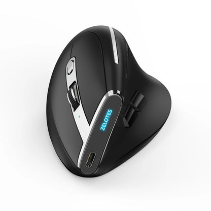 ZELOTES F36 Vertical Wireless Mouse Bluetooth Ergonomic Mouse, Rechargeable 2.4G Wireless Gaming Mouse, 2400 DPI Programmable Mouse for Laptop & PC