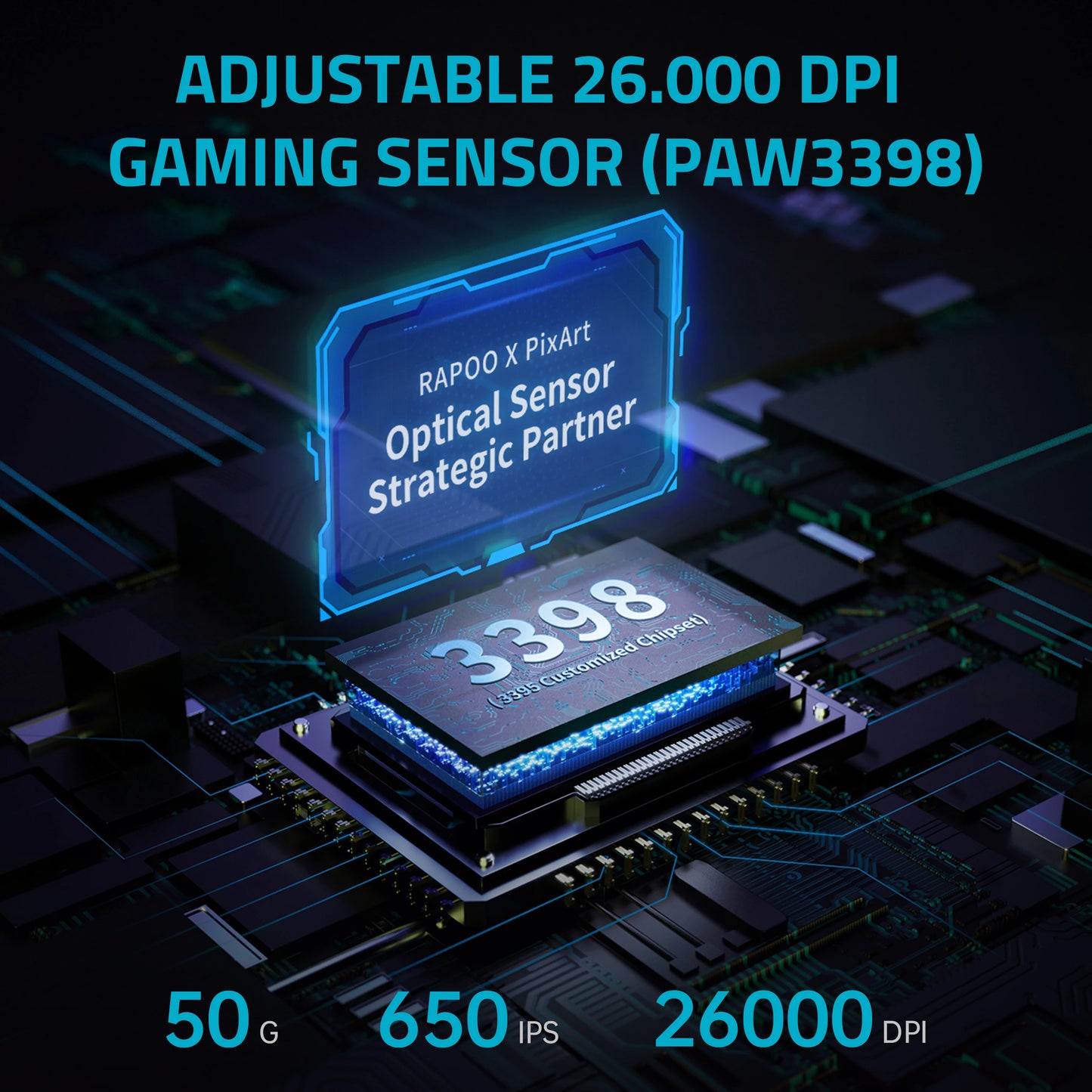 Rapoo VT3Pro GEN-1 Wireless Gaming Mouse 26,000 DPI, 8KHz Polling Rate, 59g Lightweight, 9 Programmable Buttons, PAW3398 Optical Sensor