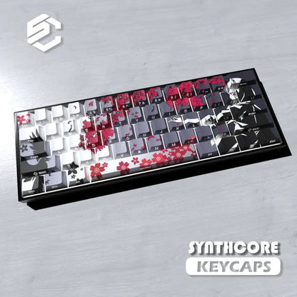 Capuchons de touches Sakura Raven Cherry, gravés sur le côté, translucides, en PBT, 129 touches, pour claviers mécaniques Wooting 68/84/87/104.