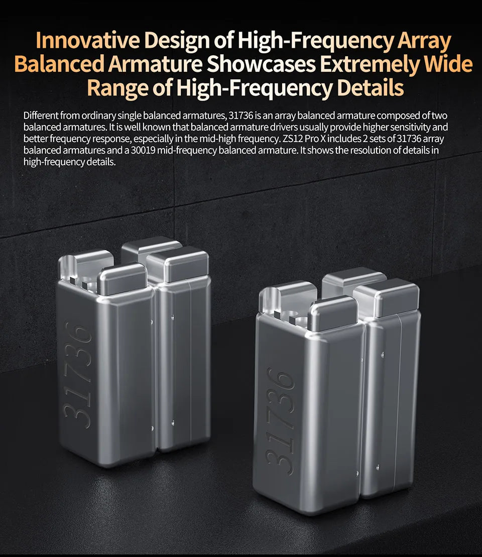 KZ ZS12 PRO X Hybrid Dynamic Balanced Armature IEM Earphones, HiFi In-Ear Monitor Headphones with Detachable Silver-Plated Cable, Studio-Grade Wired Earbuds