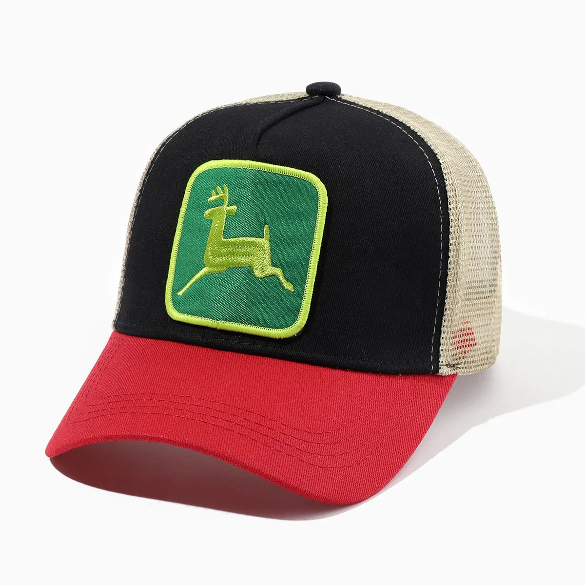 Cappellino da donna Elk Embroidery con visiera a becco d’anatra, cappellino da baseball a tesa larga con protezione solare, cappellino in rete regolabile, cappellino pronto per l’esportazione