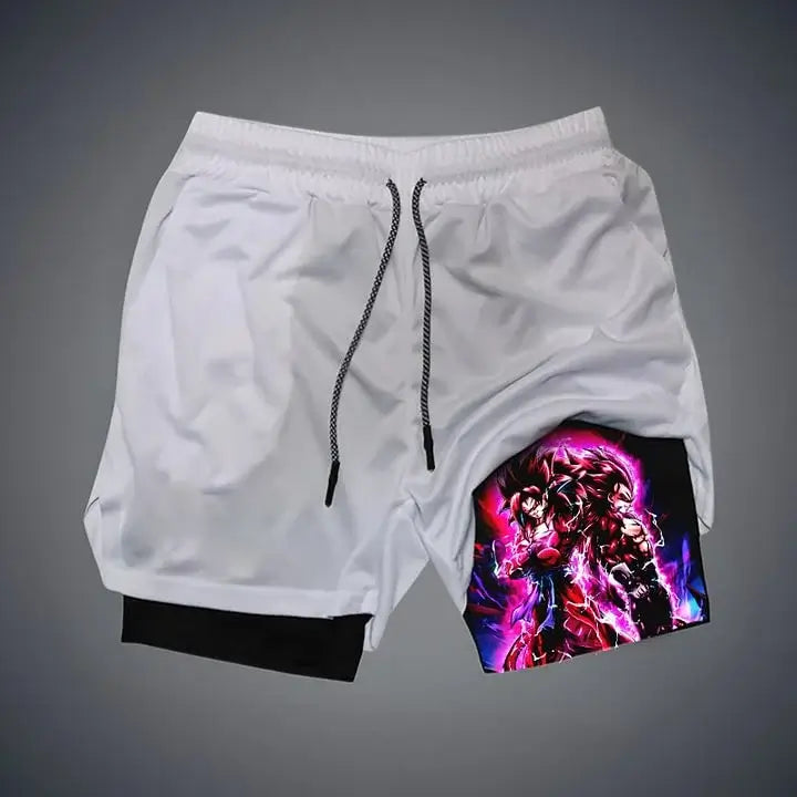 Dragon Ball Printed Men's Shorts Summer Women's Sports Compression Gym Shorts Double-Layer 2-in-1 Pant Quick-Drying Beach Shorts, produit gaming premium Fraquane