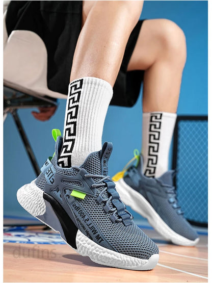 Zapatillas nuevas para hombre, deportivas, ligeras, informales, de moda, para correr, elásticas, de ocio, de malla, de verano, deportivas, de tenis, para hombre, para caminar, talla