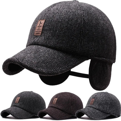 Cappellino da baseball in maglia di lana per l'inverno con paraorecchie - Cappellino da baseball da uomo, cappelli caldi e imbottiti con paraorecchie - Cappellini sportivi da golf - Snapback