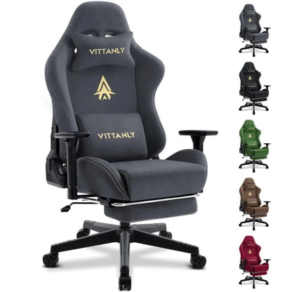 Kitinjoy Natural Suede Gaming Chair High Back Ergonomic Computer Chair with Footrest, Reclining Office Chair, Adjustable Swivel Gaming Seat