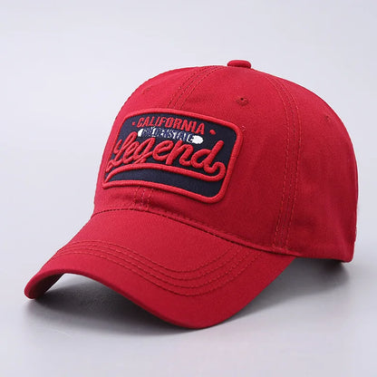 Cappellino da baseball con lettera ricamata in 3D, cappellino LEGEND in puro cotone con visiera ricurva e finitura lavata, adatto agli sport all’aria aperta e alla protezione dal sole
