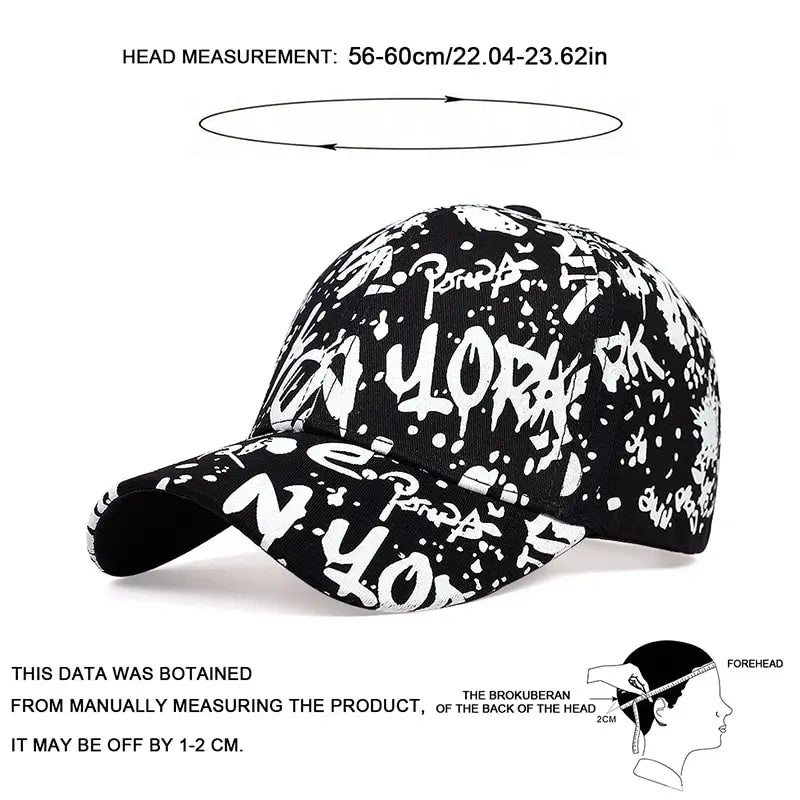 Unisex Letter Graffiti Print Baseball Caps Spring Autumn Outdoor Adjustable Casual Hats Sunscreen Hat