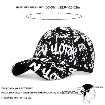 Unisex Letter Graffiti Print Baseball Caps Spring Autumn Outdoor Adjustable Casual Hats Sunscreen Hat