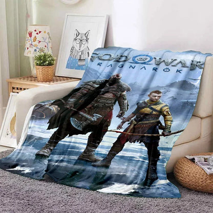 God of War Games Kratos Cartoon 3D Soft Blankets,Keep Warm Throw Blanket Comfortable Blanket for Picnic Beds Sofa Home Bedroom