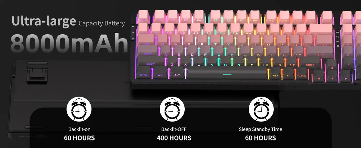 MageGee Light100 Wireless Mechanical Keyboard Side-Printed Hot-Swappable Tri-mode 2.4G/USB/BT RGB Gasket Creamy Gaming Keyboard