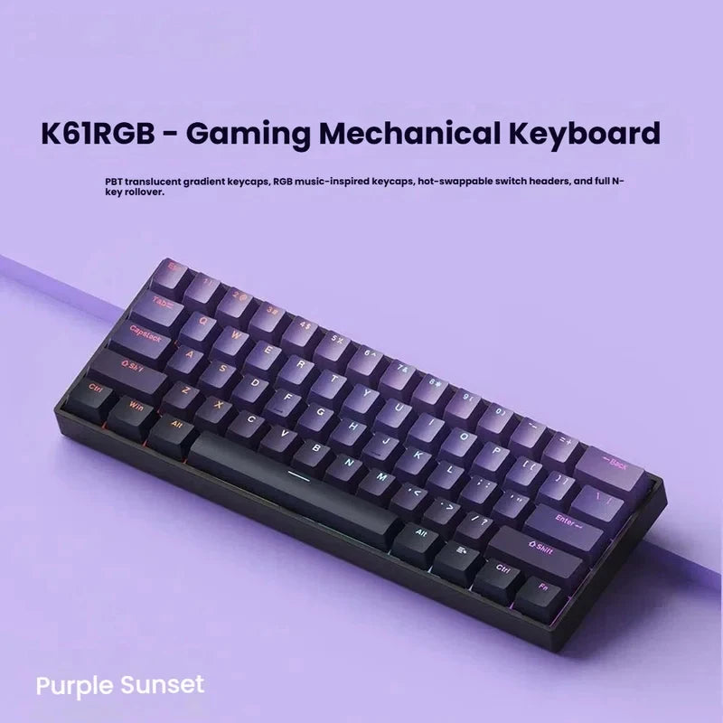 K61 USB Mini Mechanical Gaming Wired Keyboard Hot-Swappable Mechanical Keyboard Detachable Cable
