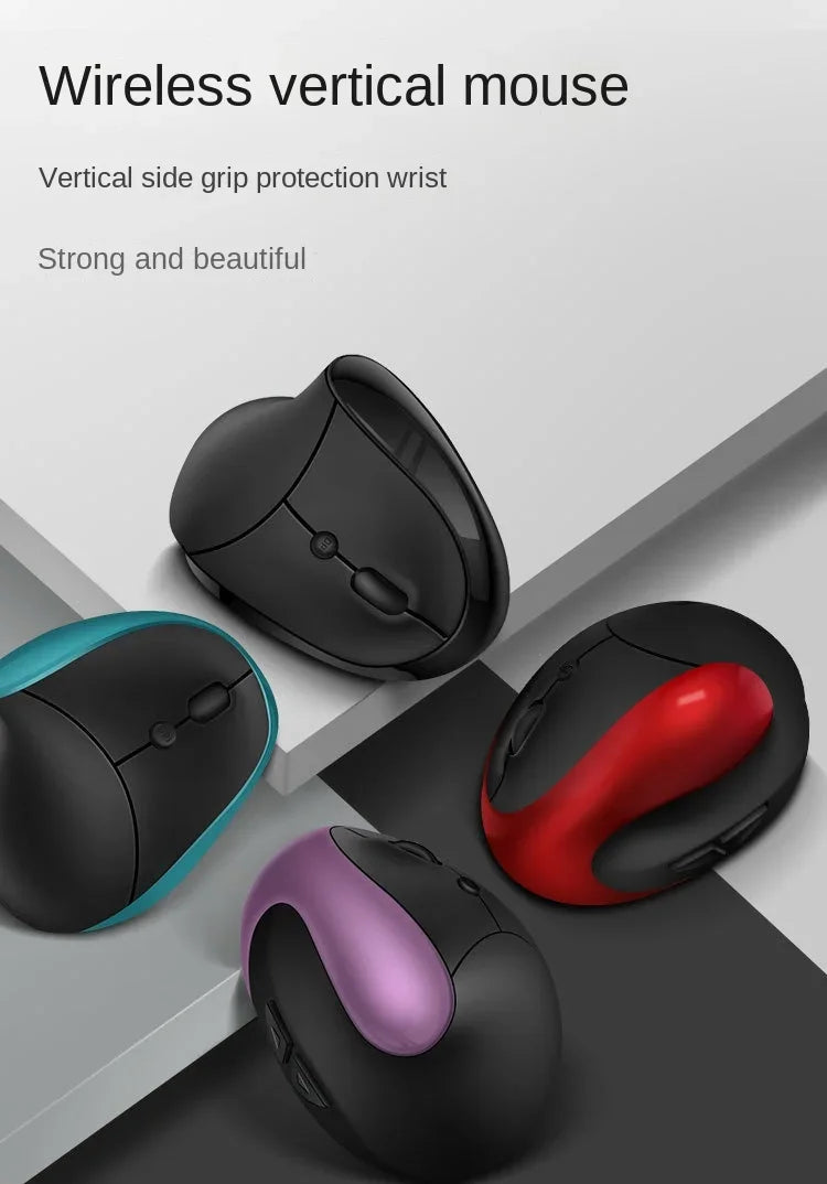 BTS-908 Ergonomic Wireless Mouse, Rechargeable Vertical Wireless Mouse with 2.4GHz USB Receiver, 1600 DPI Adjustable, 6-Button Ergonomic Mouse for Office & Laptop