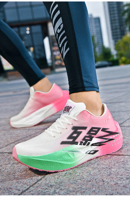 Chaussures de course pour homme, sportives, semelle en carbone, spécialisées, respirantes, légères, pour femme, confortables, athlétiques, antidérapantes, pour marathon