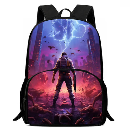 15 Inch Fortnite Cartoon Backpack Unisex for Boys Girls with Front Pocket Lightweight Student School Bookbag Large Capacity