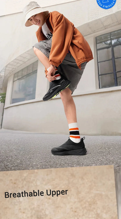 Li-Ning Men's SOFT GO 2 Walking Shoes COMFOAM Slip-on Soft Thick Heel LiNing Comfortable Wearable Sports Casual Shoes AGLV005