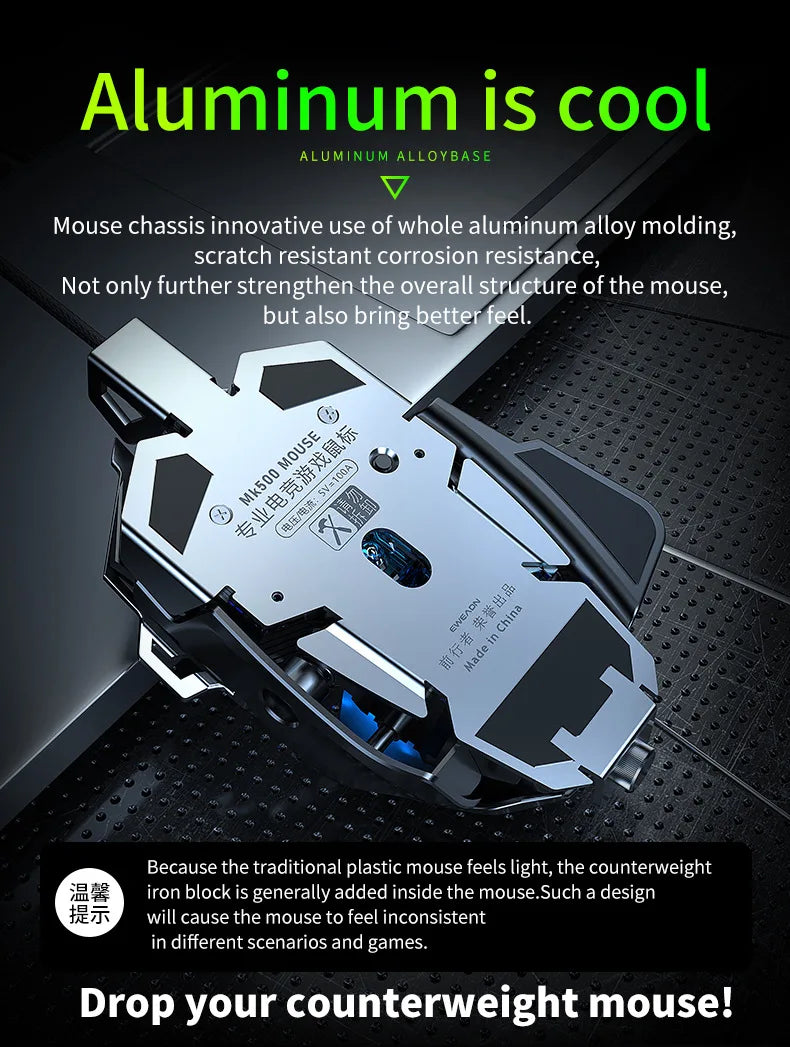 Mechanical Metal Gaming Mouse Wired Ergonomic RGB Gaming Mouse, 12800 DPI Optical USB Gaming Mouse with 7 Programmable Buttons for PC & Laptop