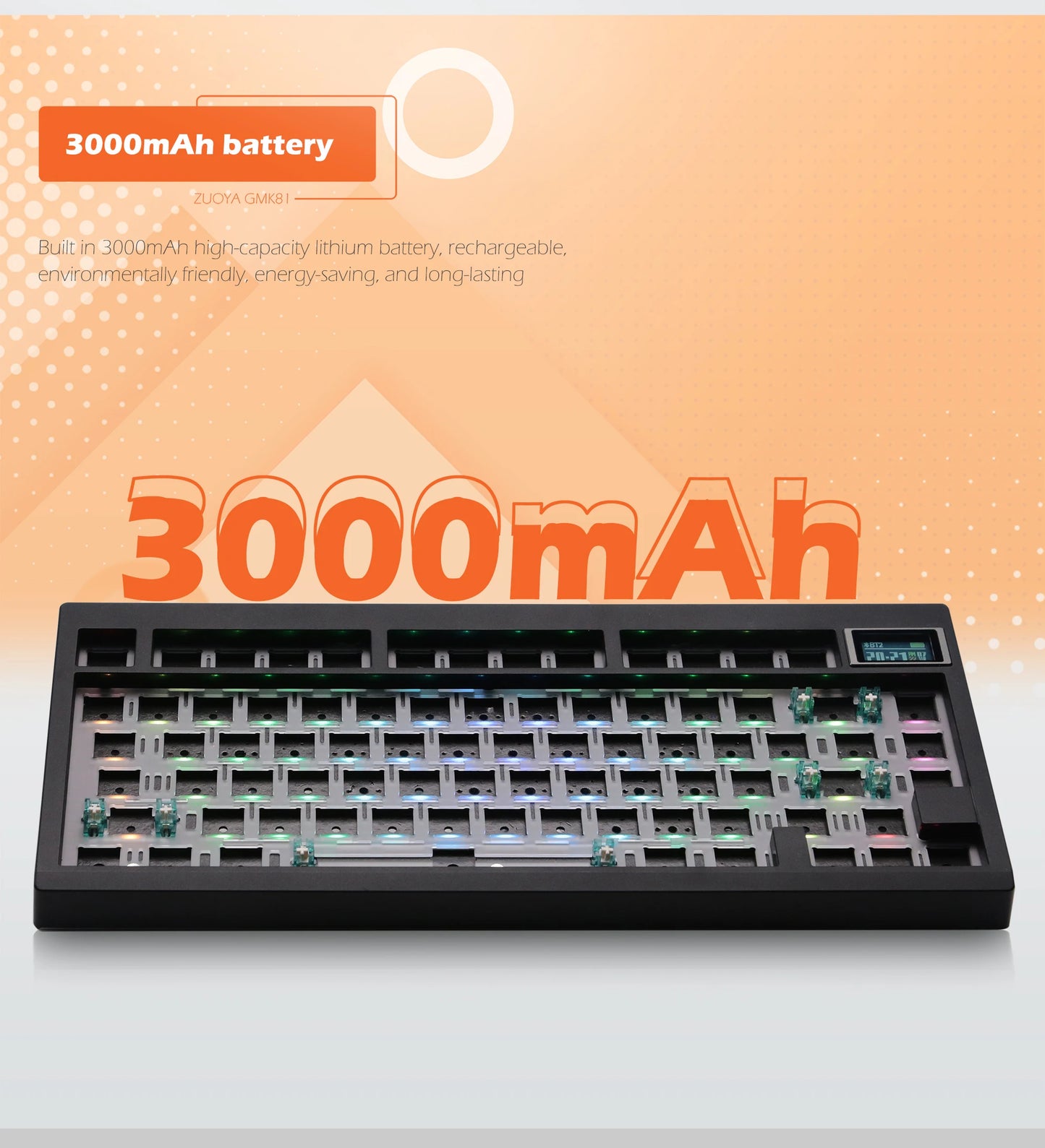 Kit tastiera meccanica ZUOYA GMK81 hot-swappable Bluetooth 2.4G wireless con retroilluminazione RGB, struttura gasket, supporto per