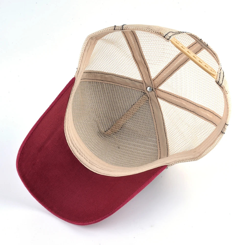 Gorras de camionero de moda con parche bordado de cabra. Gorra de béisbol Snapback «Four Seasons» para hombre y mujer, con visera ajustable.