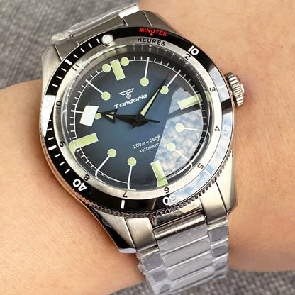 200M Water Resistant Mechanical Wristwatch Miyota 8215 Domed Sapphire Glass 120 clicks Bezel Steel Band Luminous Marks