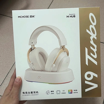 MCHOSE V9 Turbo Wireless Gaming Headset with Microphone, Four-Mode Esports Headphones, Over-Ear Bluetooth Gaming Headset with Professional Audio